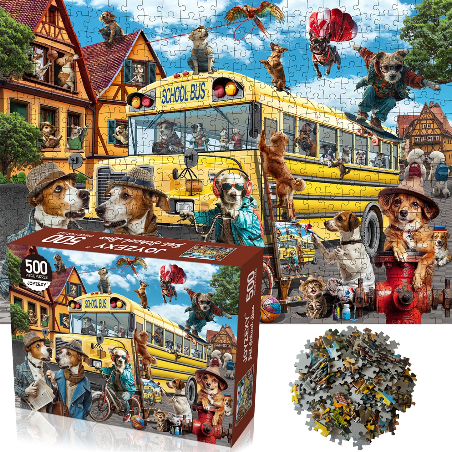 Pet School Bus Puzzle 500 Pieces