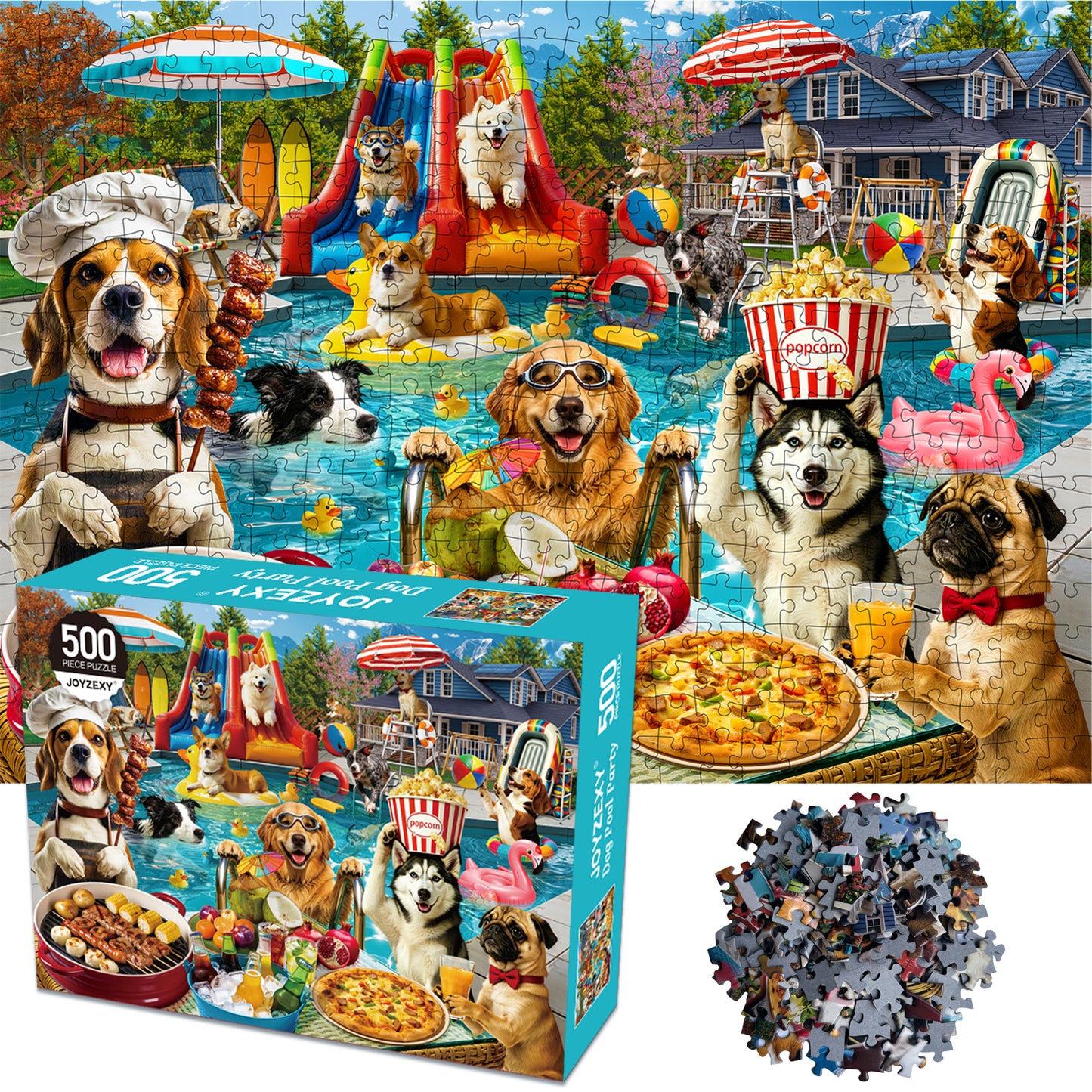 Dog Pool Party Puzzle 500 Pieces