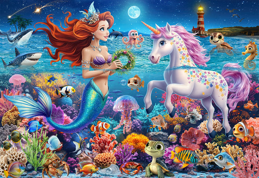 Mermaid and Unicorn Puzzle 100 Pieces