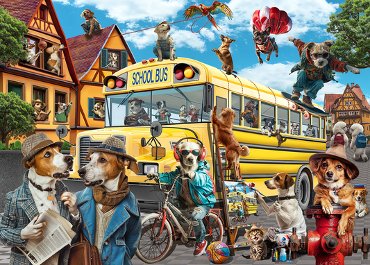 Pet School Bus Puzzle 500 Pieces