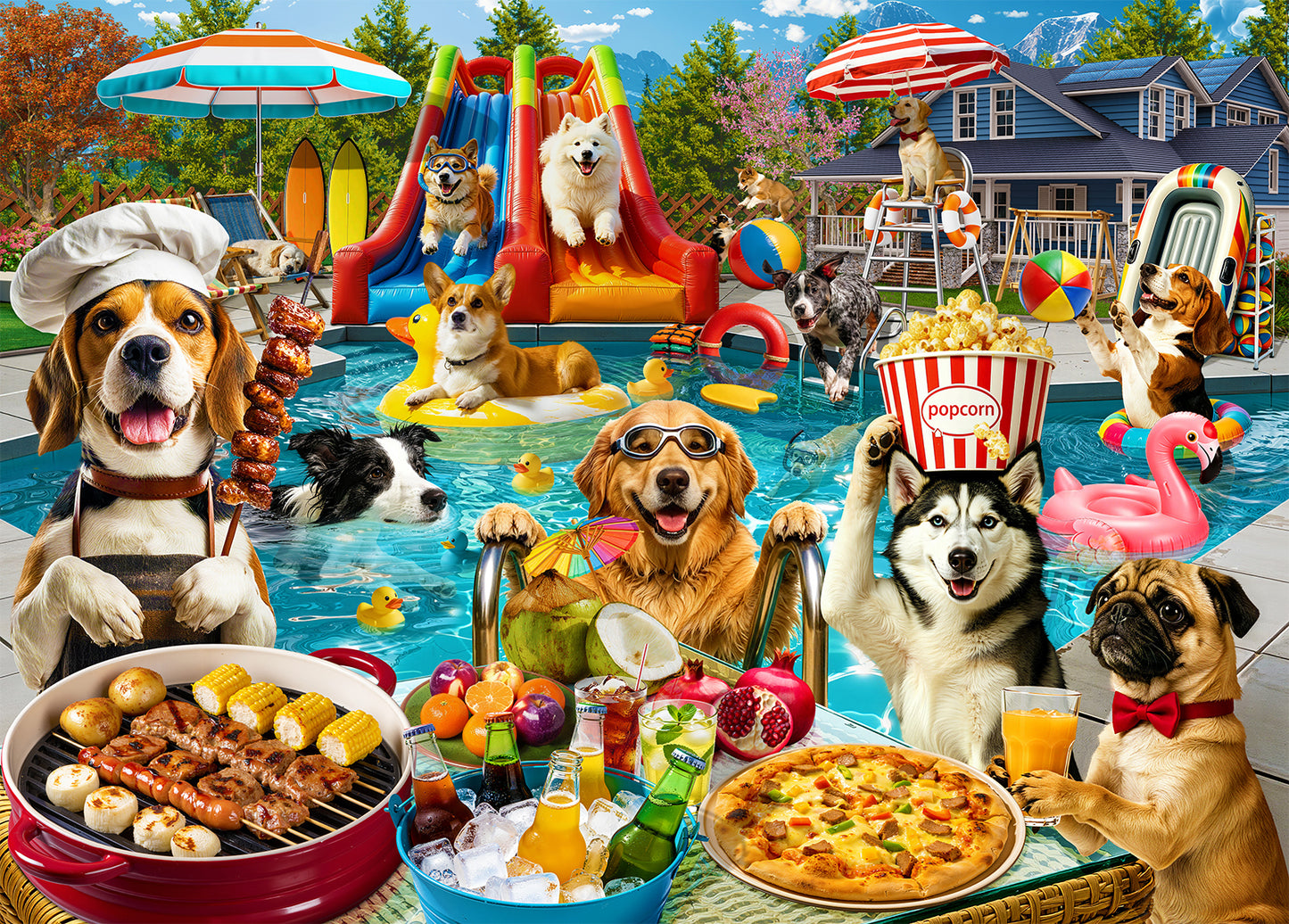 Dog Pool Party Puzzle 500 Pieces