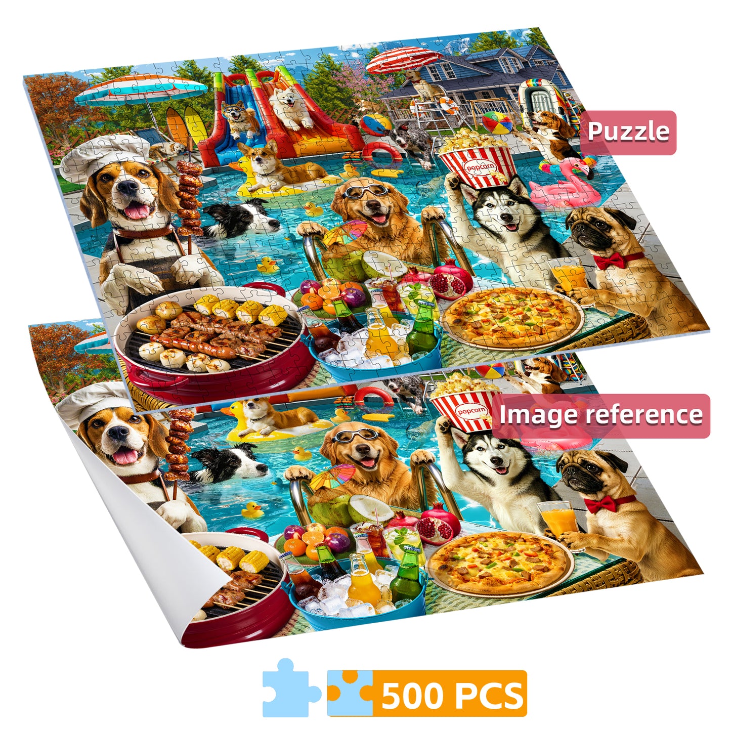 Dog Pool Party Puzzle 500 Pieces