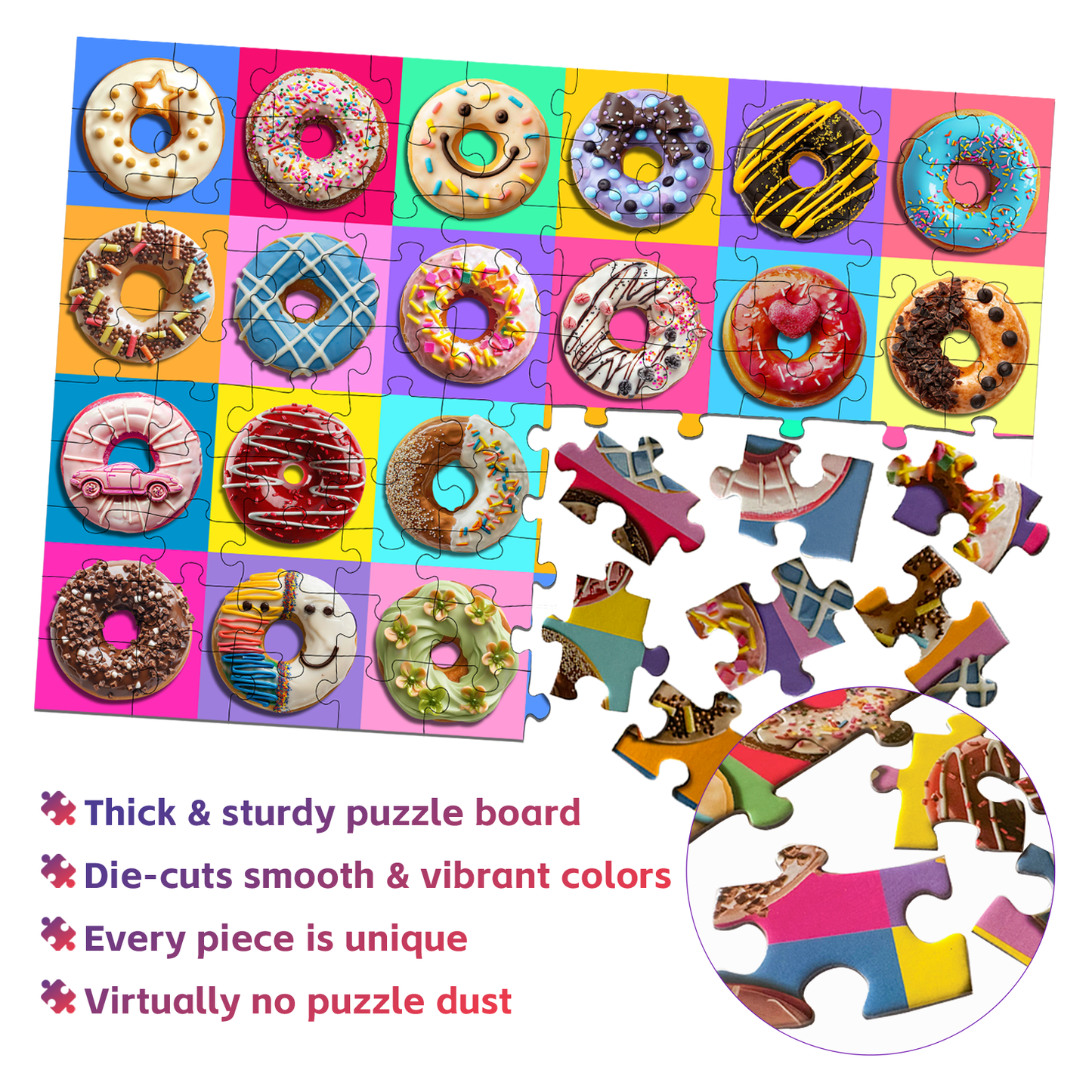 Colorful Donuts Puzzle 100 Pieces