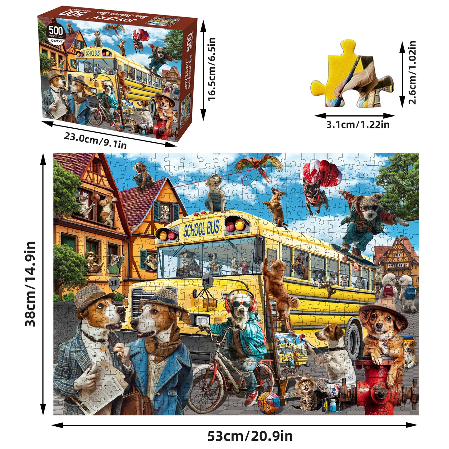 Pet School Bus Puzzle 500 Pieces