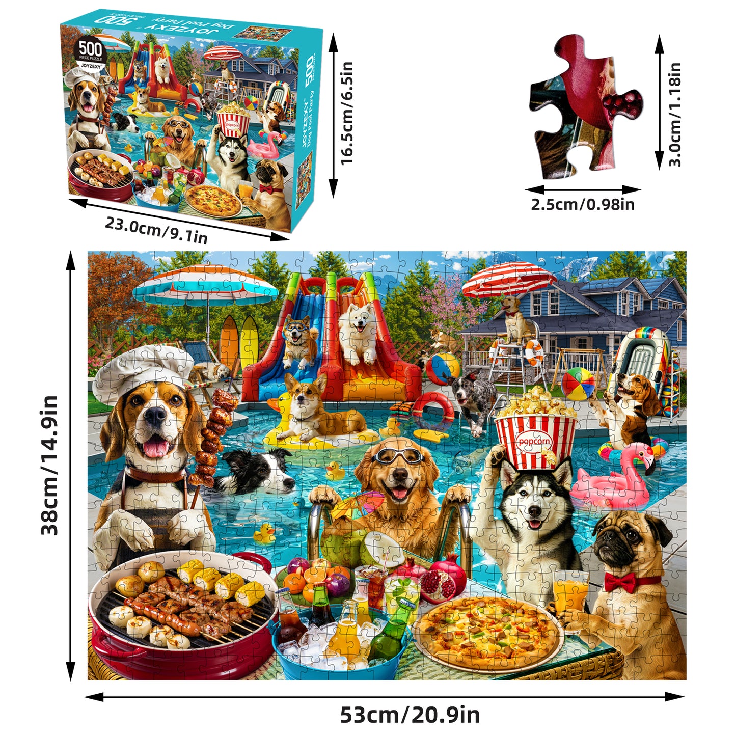 Dog Pool Party Puzzle 500 Pieces