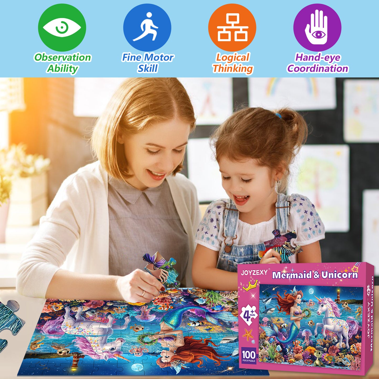 Mermaid and Unicorn Puzzle 100 Pieces